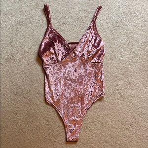 Pink velvet bodysuit